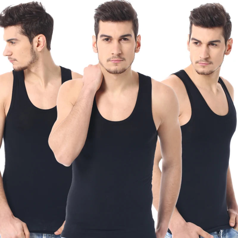 1/3 Pack Four Seasons Men's Cotton Joker Vest Teenagers Simple Fit Sports Fitness T-shirt Middle-aged Casual Sleeveless Shirt