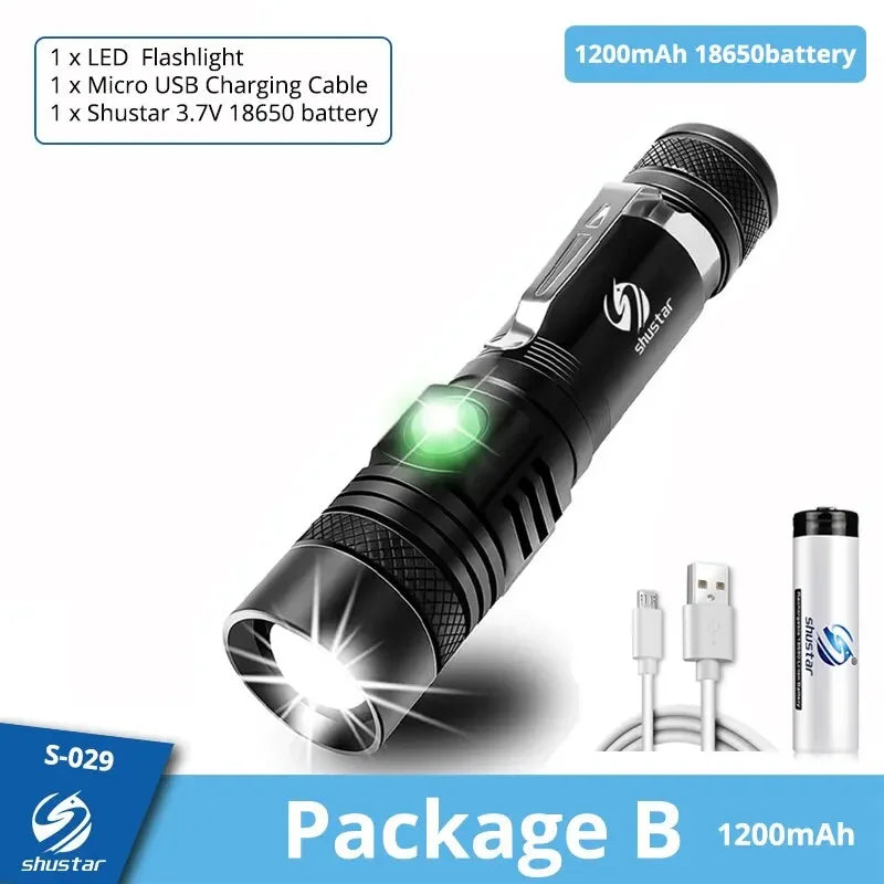 High Power Led Flashlights Zoomable Camping Torch With T6 LED Lamp Beads Waterproof 4 Lighting Modes Multi Function USB Charger