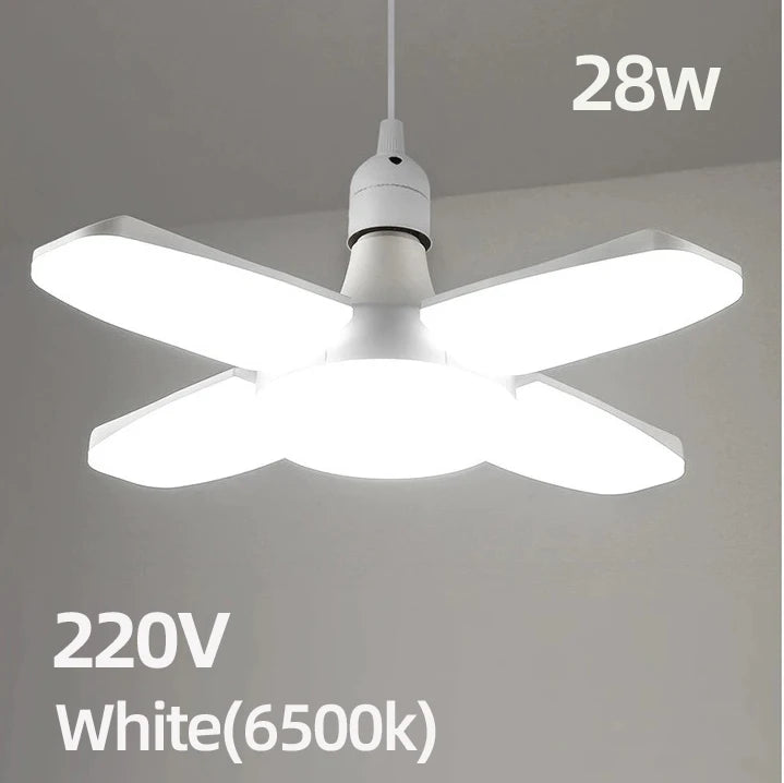 E27 Fan Foldable 28W LED Bulb AC220V/110V 40 Bulb Deformation for Home Ceiling Lights Warehouse and Garage White Light6500K Bulb