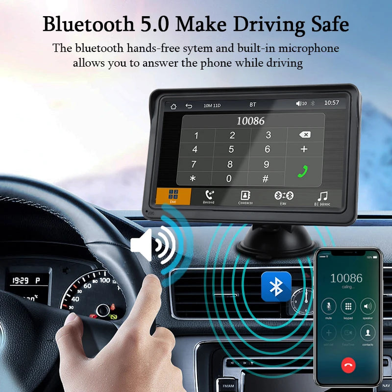 7inch Portable CarPlay Android Auto Car Radio Multimedia Video Player Touch Screen Bluetooth 5.0 With AUX USB