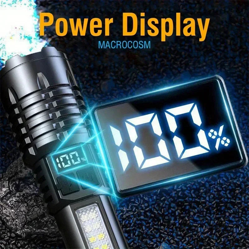 High Power Rechargeable Flashlight Built-in Battery Strong Lamp Tactical Torch Light Outdoor Camping Hiking Flashlights