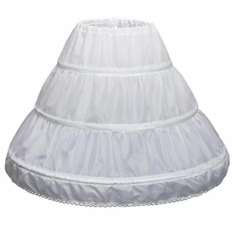 Girls Crinoline Petticoat with hoop Under skirt Short White Underskirt A-line Ball Gown Petticoats