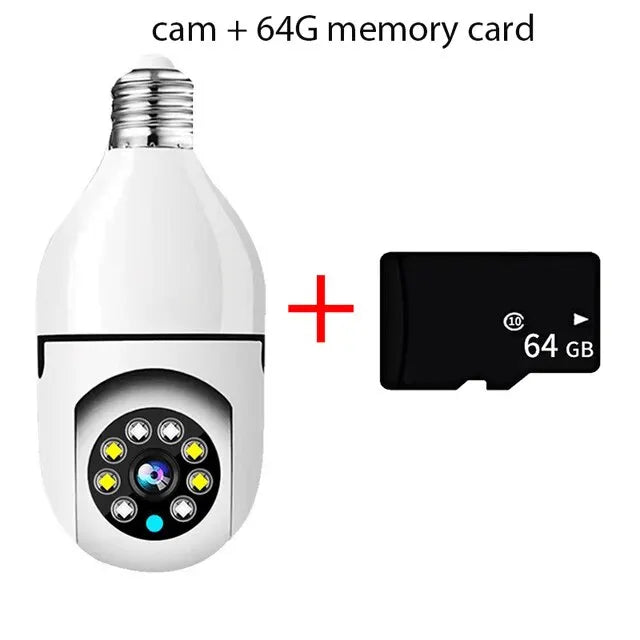 5G Bulb E27 Surveillance Camera Full Color Night Vision Automatic Human Tracking Zoom Indoor Security Monitor Wifi Camera