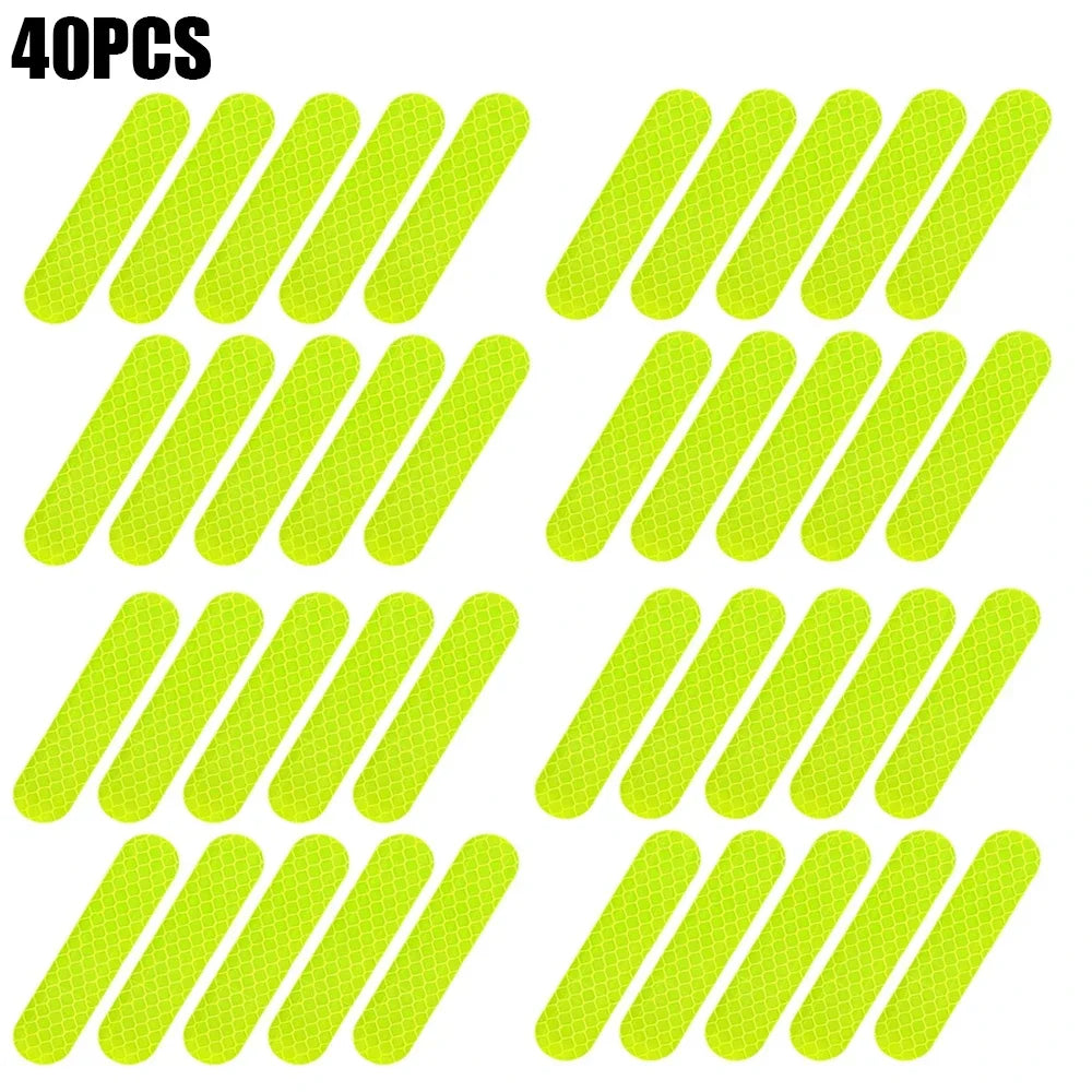 80-10PCS Helmet Safety Warning Reflective Stickers Strip Waterproof High Visibility Reflector Tape For Night Riding Walking Car