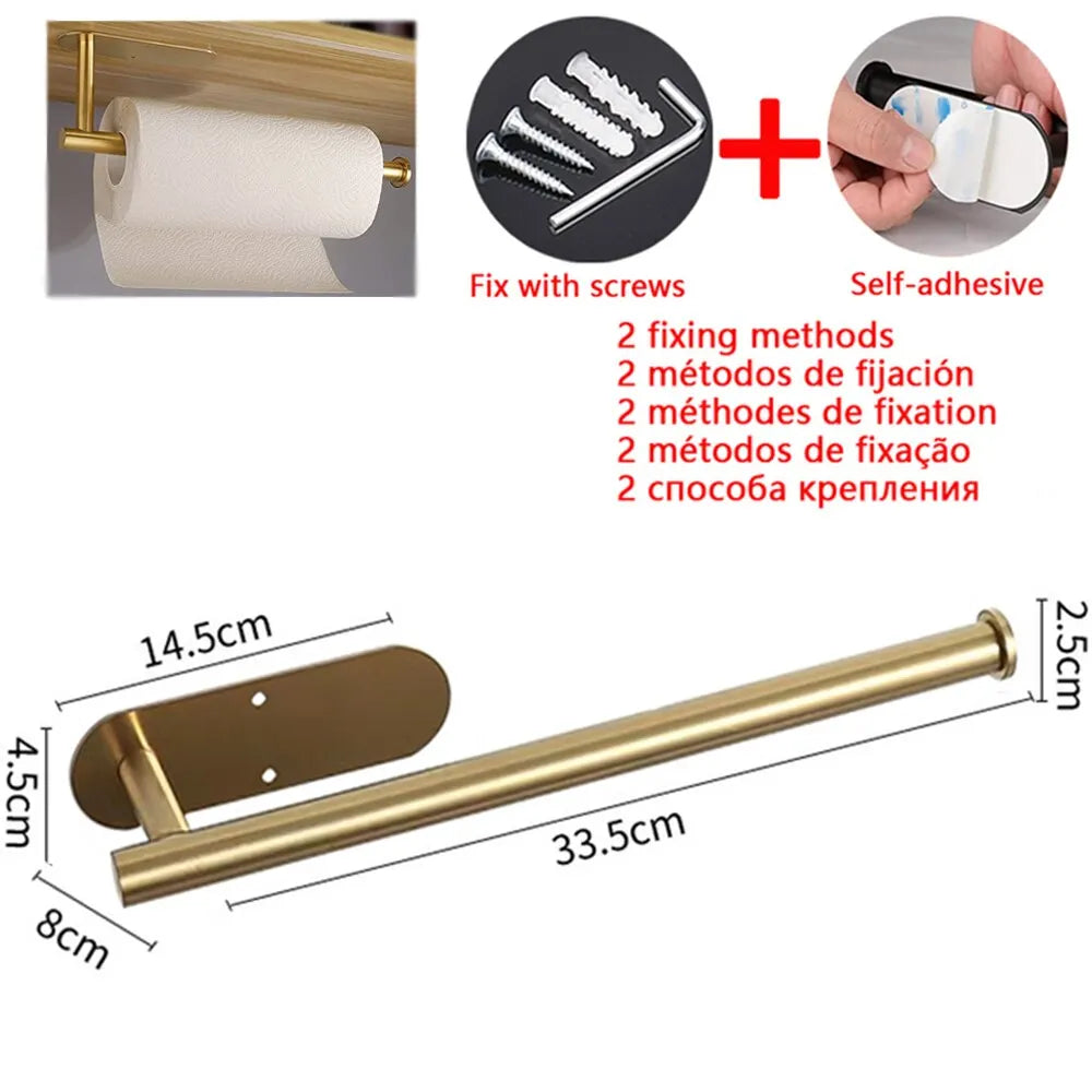 Adhesive Toilet Paper Holder Kitchen Roll Towel Rack Napkin Dispenser Absorbent Stand Tissue Hanger Bathroom Accessories