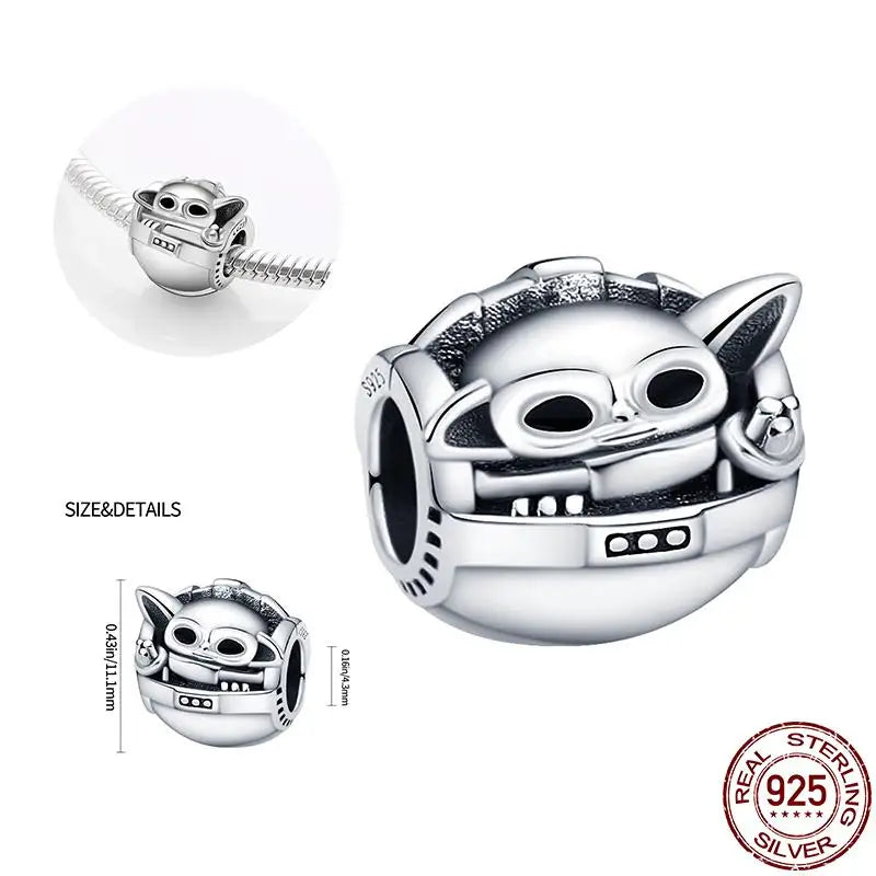 New Charm plata de ley 925 Silver Disney Star Warsries Mandalorian Helmet Charm Bead Fit Original brand bracelet Birthday Gift