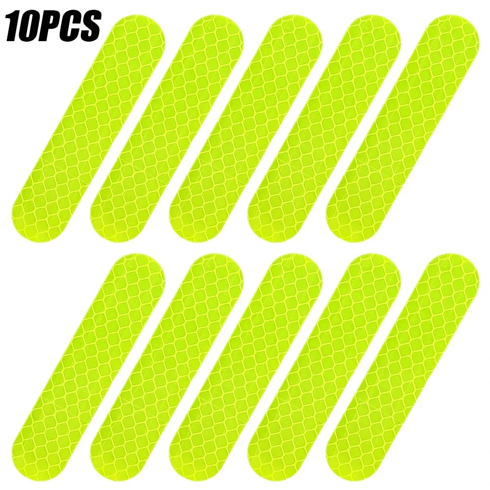 80-10PCS Helmet Safety Warning Reflective Stickers Strip Waterproof High Visibility Reflector Tape For Night Riding Walking Car