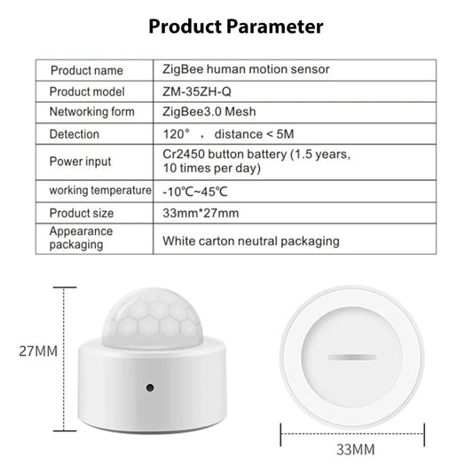 Tuya Zigbee Human Motion Sensor Smart Home Mini PIR Motion Sensor Infrared Detector Security Smart Life Works With Alexa Gateway