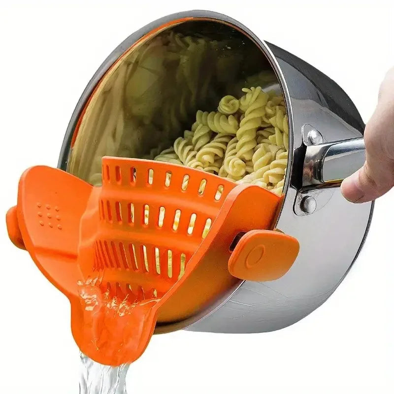 Universal Silicone Clip on Pan Pot Strainer Anti Spill Pasta Pot Strainer Food Grade Fruit Colander for Pasta Fruit Vegetable