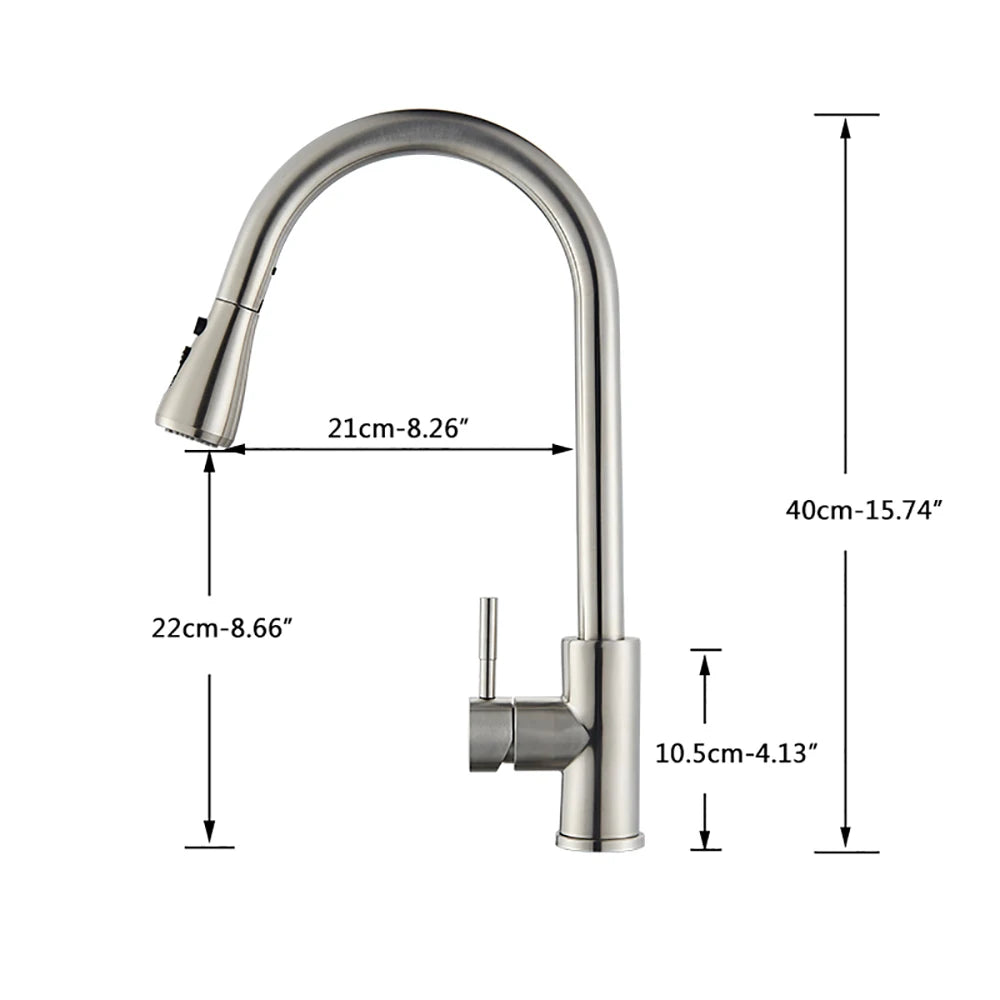 Rozin Black Kitchen Faucet Single Hole Pull Out Spout Kitchen Sink Mixer Tap Stream Sprayer Head Chrome/Black Mixer Tap