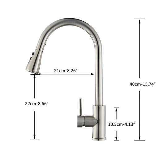 Rozin Black Kitchen Faucet Single Hole Pull Out Spout Kitchen Sink Mixer Tap Stream Sprayer Head Chrome/Black Mixer Tap