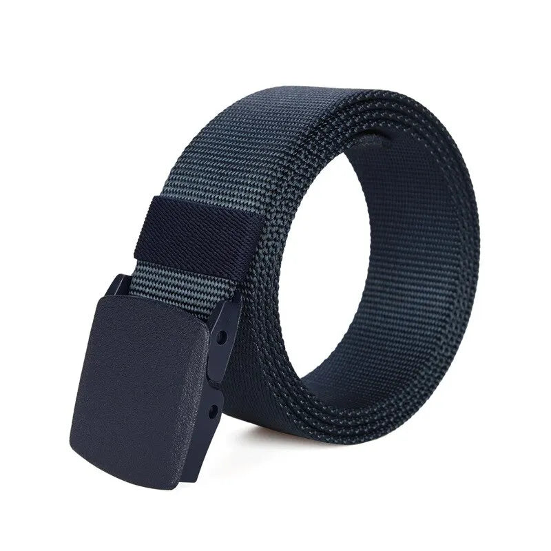 Men Non Metal Plastic Steel Buckle Belt Outdoor All Match Belt for Ourdoor Security Check Free Durable for Camping