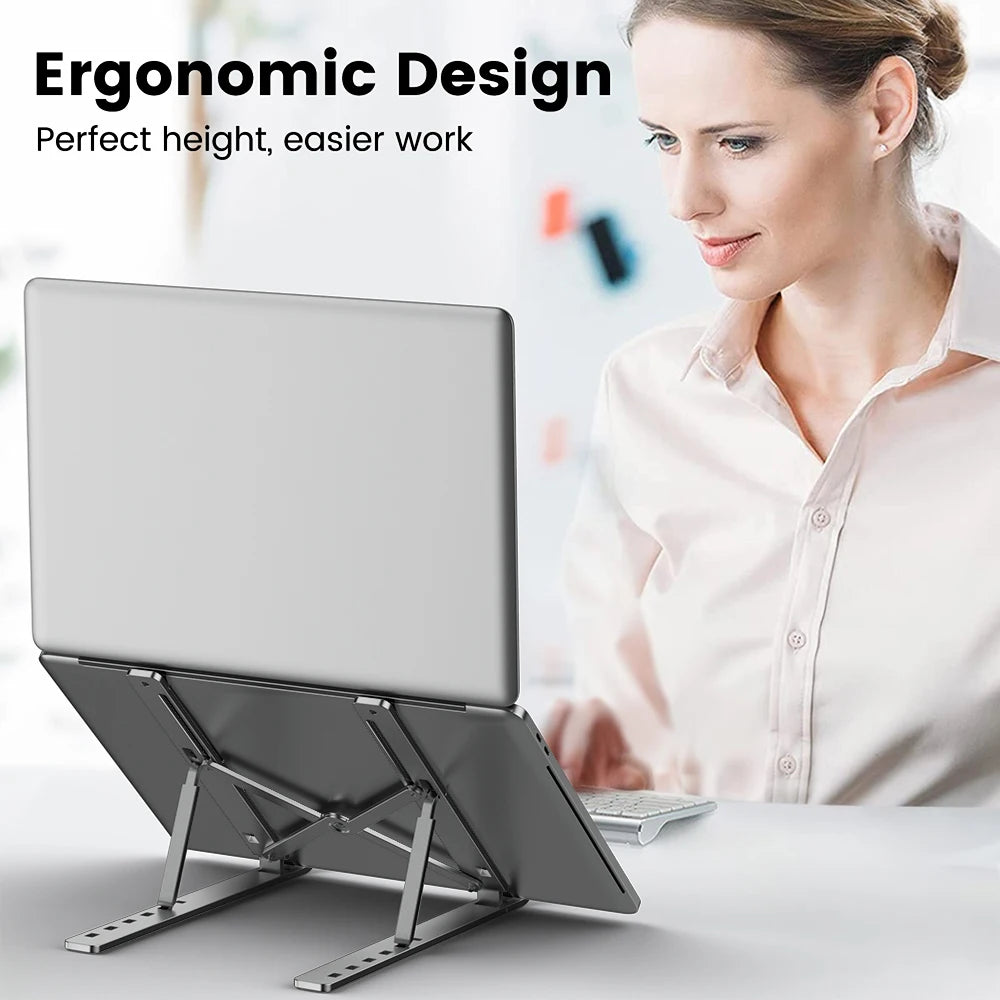 Aluminum Alloy Laptop Stand Portable Notebook Holder Foldable Computer Bracket Up to 17Inch Adjustable Accessories 2023 Hot Sale