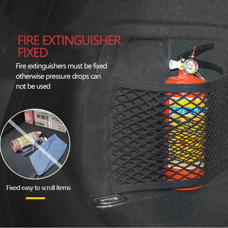 Car Trunk Mesh Organizer Car Tail Storage Net Seat Back Pocket Universal Trunk Bag Auto Magic Tape Network Interior Accessories