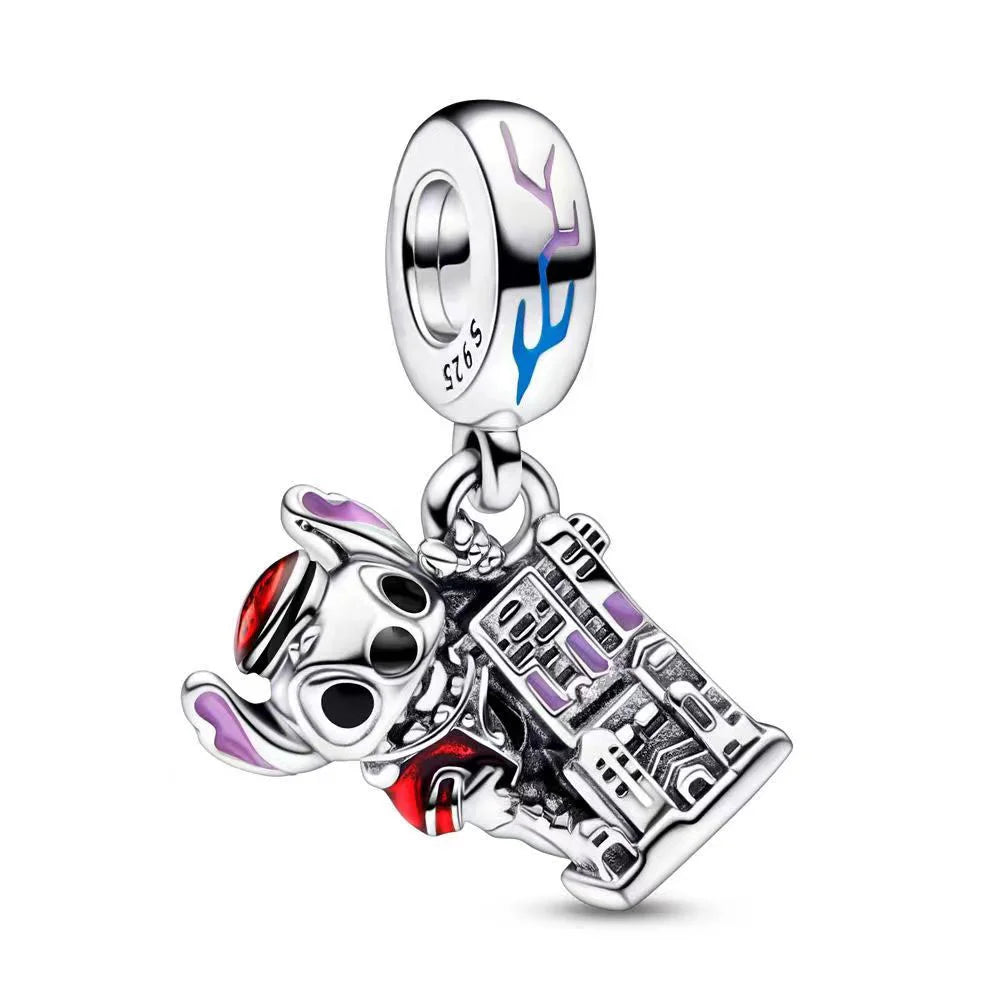 925 Sterling Silver Collection Minnie Safty chain Alice Stitch Charm Beads Suitable For Pandora Bracelets Jewelry Making