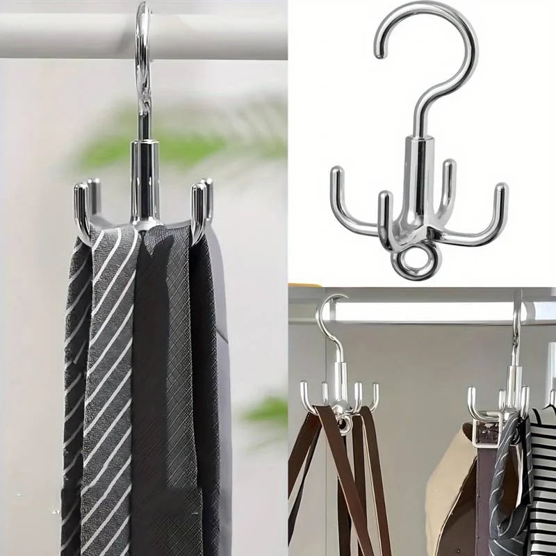 1/2pcs Multifunctional Rotating Clothes Hook Punch Free 4 Claws Rotation Coat Hanger Belt Organizer Scarf Storage Rack Wardrobe