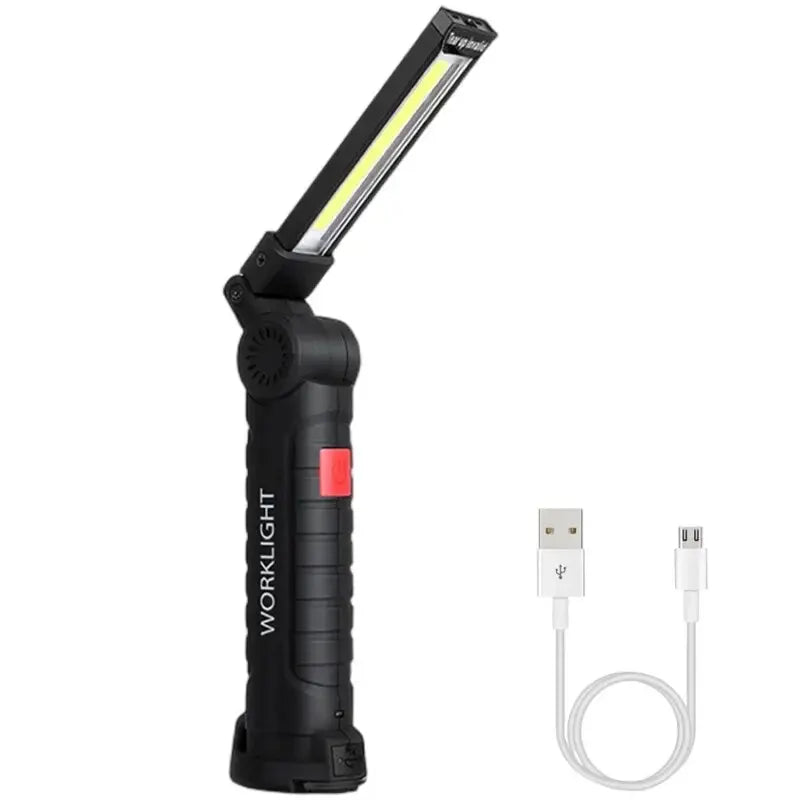 LED Flashlight Rechargeable Work Light Hanging Hook Magnetic with Builtin Battery USB Portable Flash Light Camping Repair Torch