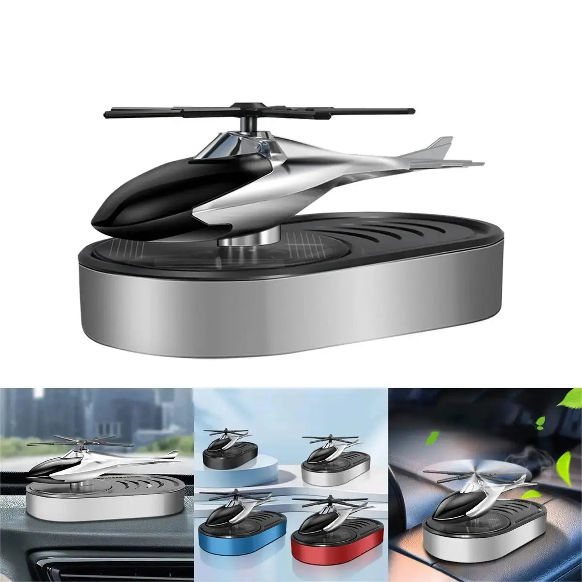 1set Solar Helicopter Ornaments Car Perfume Car Aromatherapy Car Odor Removal Lasting Light Fragrance Decoration