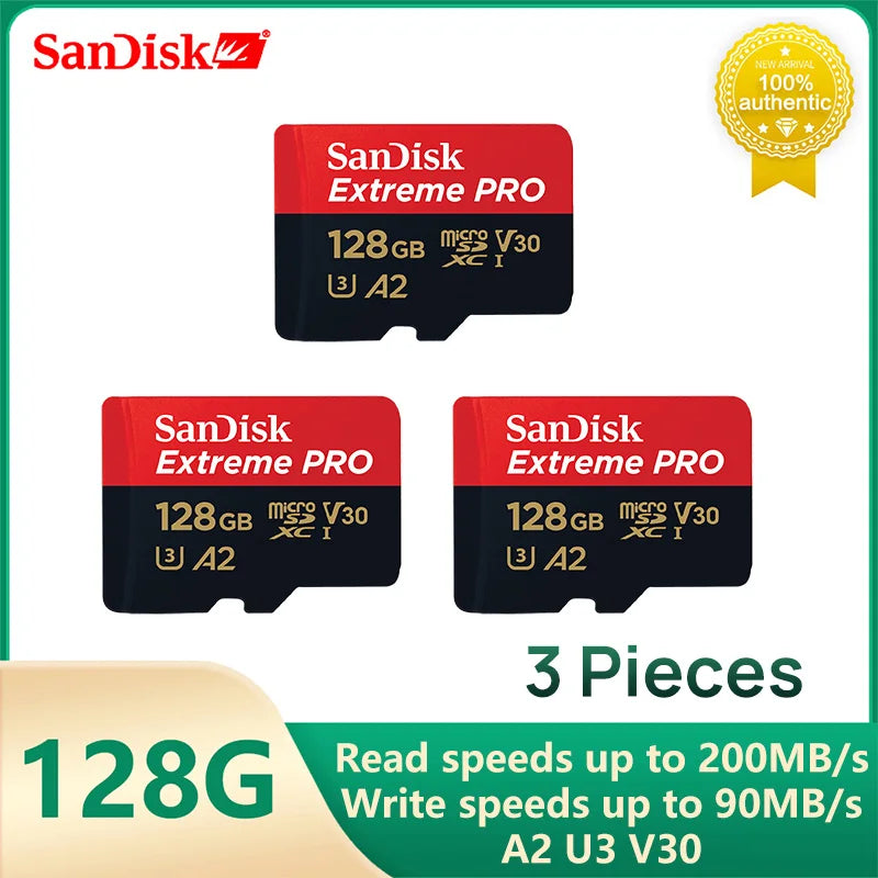 SanDisk V30 Extreme PRO Micro SD 32GB 64GB 128G 256G 512GB 1TB UHS-I Memory Card TF Card 200MB/s C10 U3 4K for Camera Steam Deck