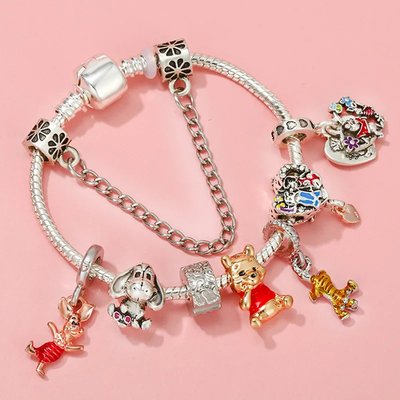 925 Silver Disney 100th Princess Pumpkin Cart Mickey Minnie Dumbo Charm Stitch Beads Fit Original Pandora Bracelets DIY Jewelry