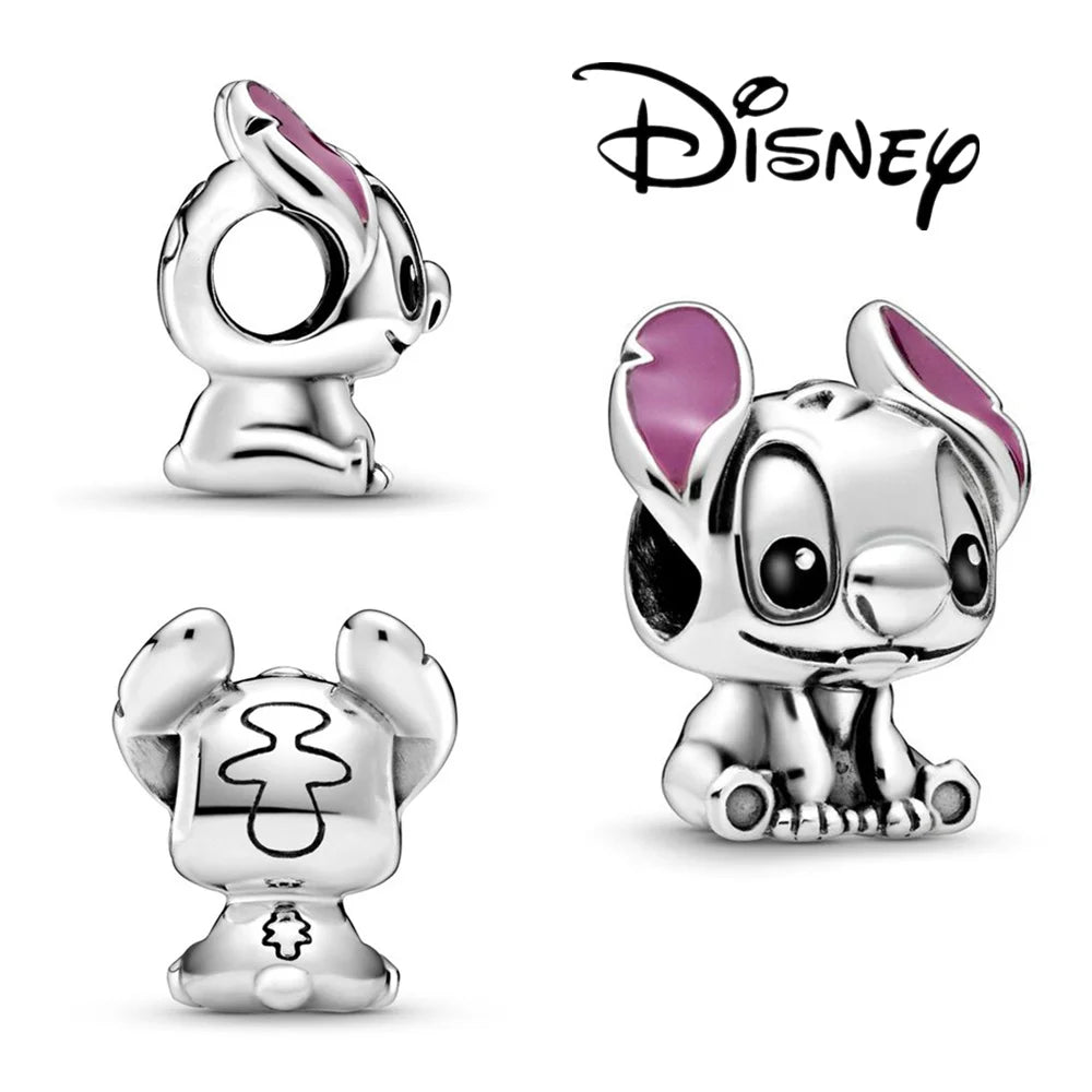 Disney 925 Silver Dumbo Clip Charm Mickey Minnie Love Heart Beads Fit Original Pandora Bracelets DIY Pendant Women Jewelry Girl