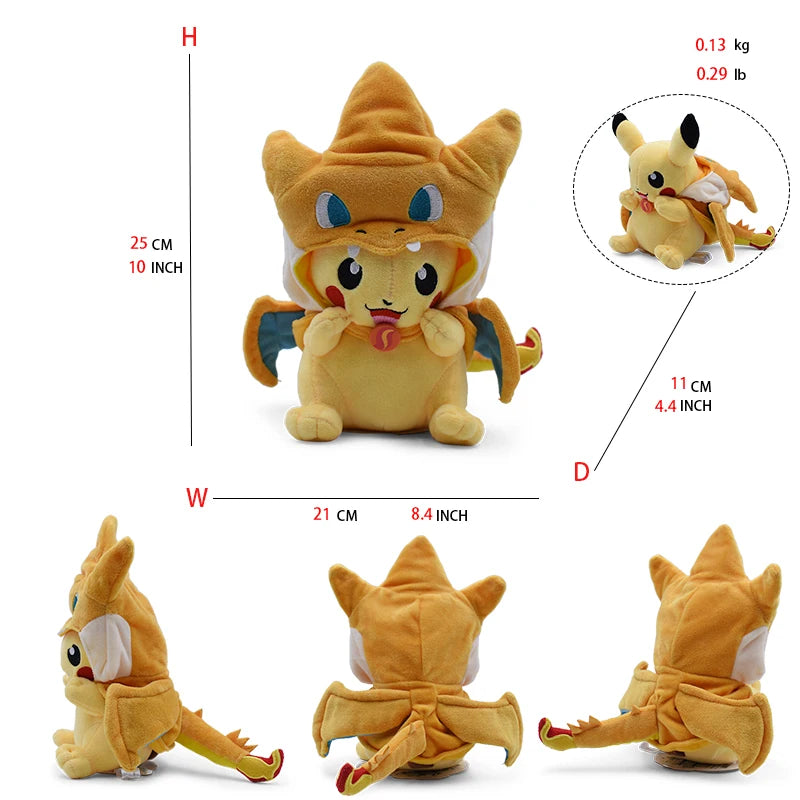 Cos Eevee Pikachu Cosplay Plush Toys Pikachu Peluche Lucario Stuffed Animal Doll Collectible Gift,Cartoon 20-30CM