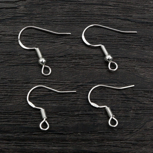 50pcs 16mm 925 Sterling Silver Plated Findings Earring Hooks Clasp Accessories For DIY Jewelry Making Wholesale Jewelrys