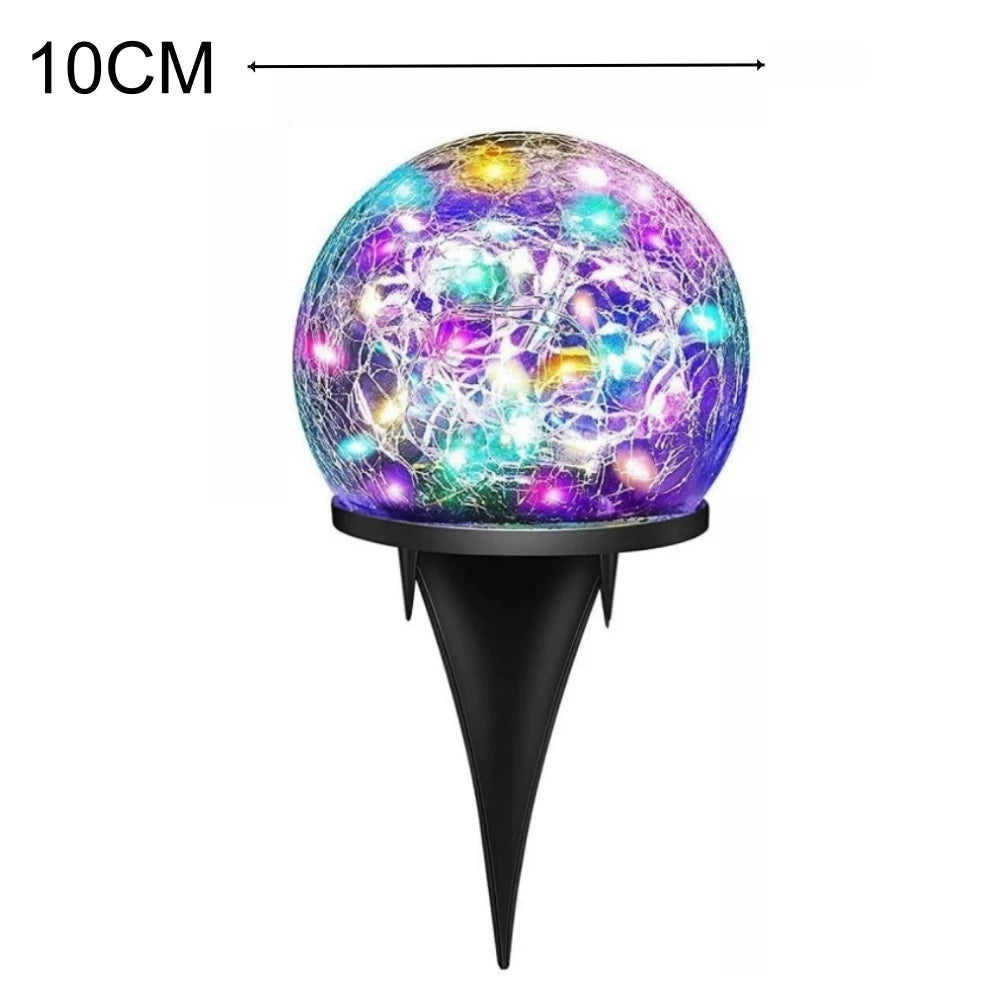 ﻿Solar Globe Lights Outdoor Garden Cracked Glass Ball Solar Lights Outdoor Outside Outdoor Decorations for Patio Yard Lawn Decor