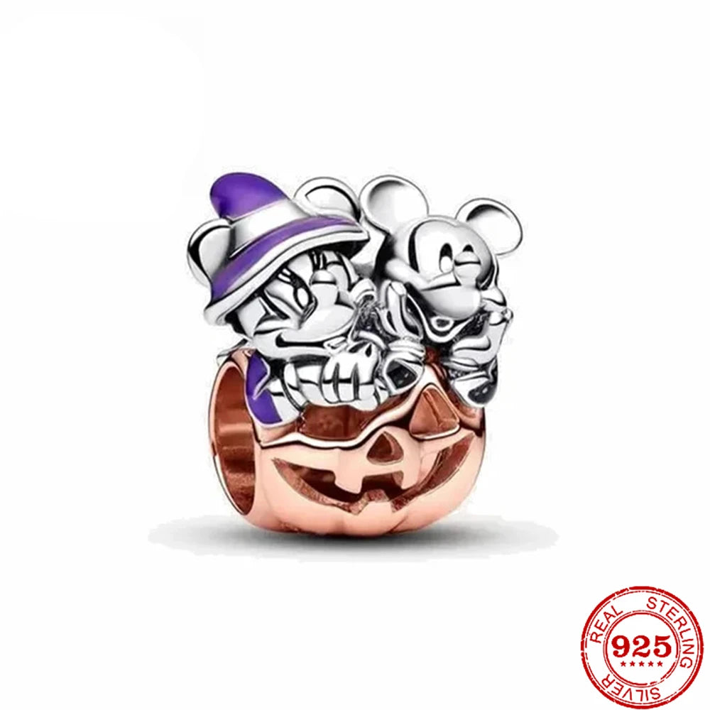 925 Sterling Silver Herocross 2024 Minnie Mickey Charm Beads Fit Original Pandora Bracelet DIY Jewelry Christmas Gift