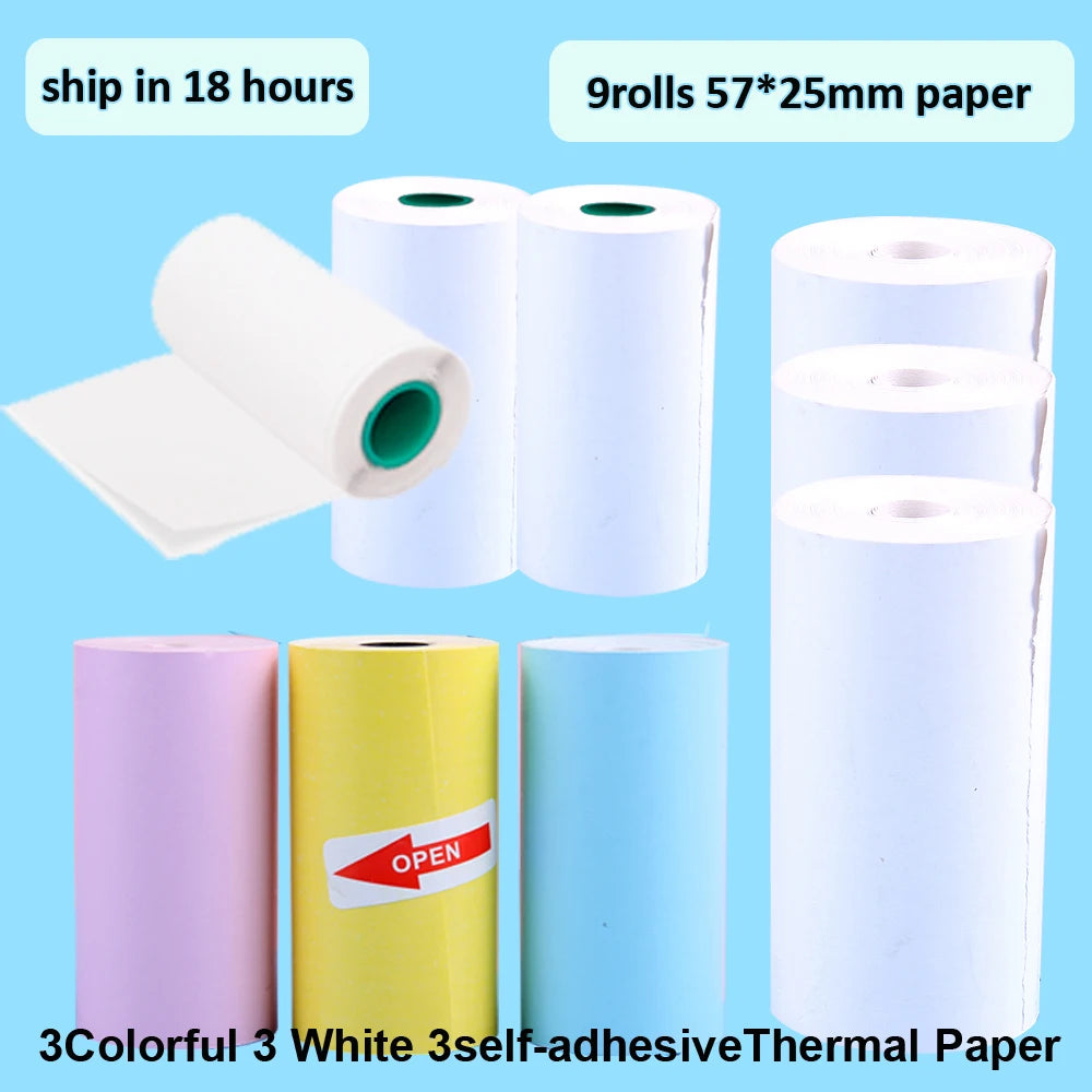 Clearance_Thermal Paper 57*25mm Self-Adhesive White Transparent Sticker Direct Roll Portable Paper For Mini Pocket Printer_Conti