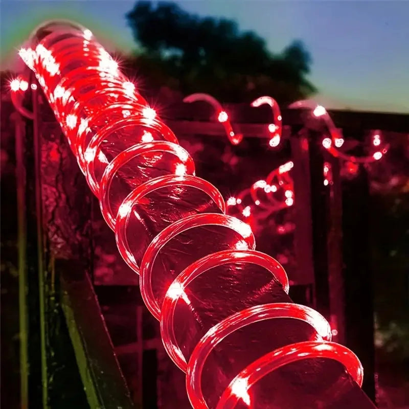 1pc Solar LED String Light 50LED Tube Rope String Lights With 8 Modes Outdoor Waterproof Tube Solar Fence Lights For Home Decor