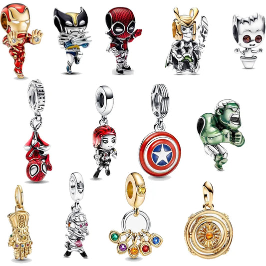 Deadpool & Wolverine Jewellery Findings Loki Avengers Charm Chain Beaded Fit Original Pandora Bracelet DIY Ladies Jewelry Gift