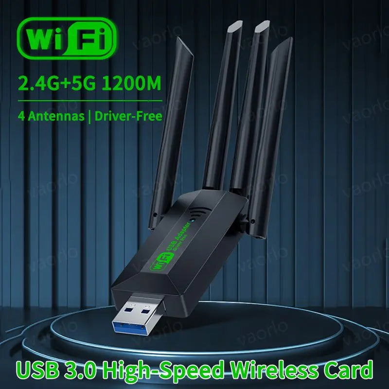 Original 4 Antennas 1200Mbps WiFi USB 3.0 Adapter 2.4G/5GHZ Dual Band WiFi Dongle Wireless Network Card 802.11AX For Win 10/11