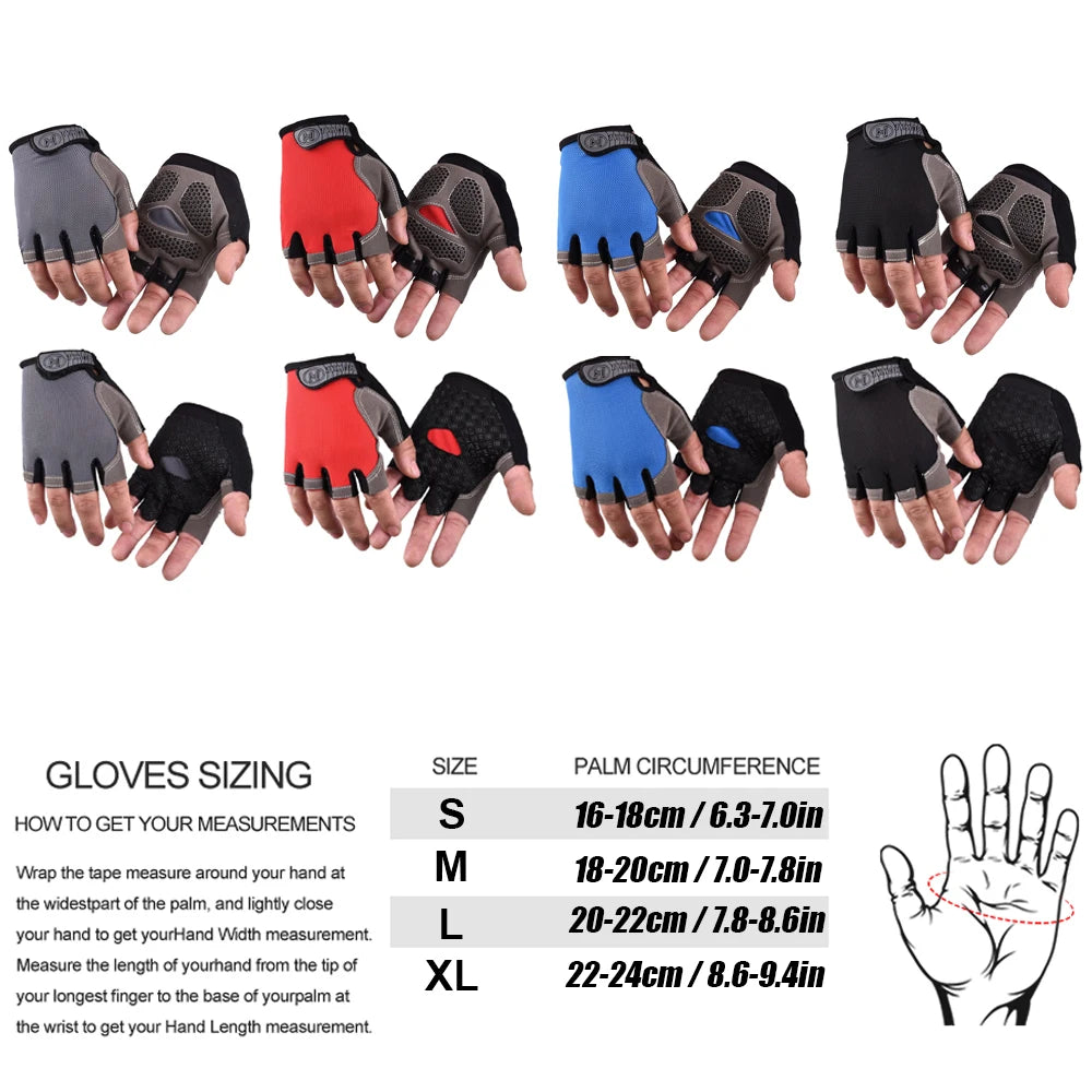 1Pair Cycling Gloves for Men & Women, Anti Slip Shock Absorbing Biking Gloves Half Finger Gel Pad Breathable Bike Bicycle Gloves