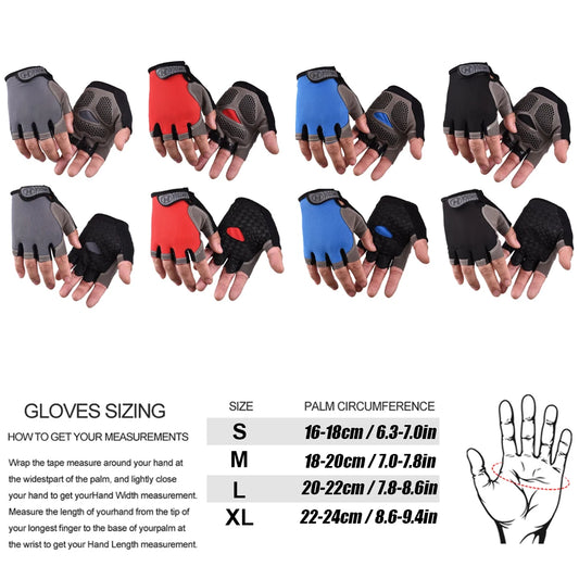 1Pair Cycling Gloves for Men & Women, Anti Slip Shock Absorbing Biking Gloves Half Finger Gel Pad Breathable Bike Bicycle Gloves