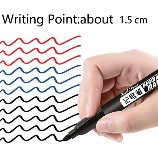 6 PCS Permanent Marker Pen Manga Drawing Markers Black Blue Red Waterproof Ink Sketch Pens Stationery Art School Supplies