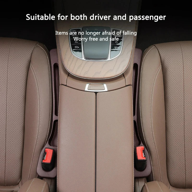 2Pcs Car Seat Gap Filler Organizer PU Waterproof Universal Car Seat Gap Anti-leak Stopper Strip 2Slot Seat Gap Storage Organizer