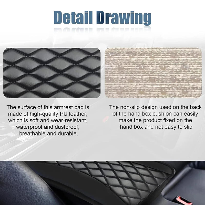 Car Armrest Cover Mat Universal PU Leather Ethnic Style Print Waterproof Non Slip Storage Box Pad Auto Styling Interior Accessor