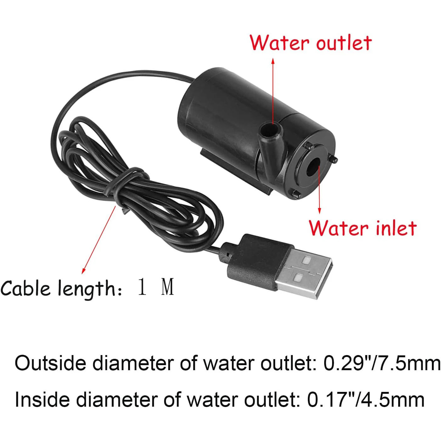 DC 3-5V USB Micro Submersible Mini Low Noise Brushless Water Pump for Aquariums Fish Tank Pond Fountain Hydroponics Garden