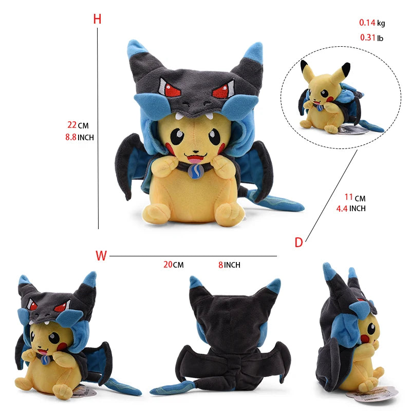 Cos Eevee Pikachu Cosplay Plush Toys Pikachu Peluche Lucario Stuffed Animal Doll Collectible Gift,Cartoon 20-30CM