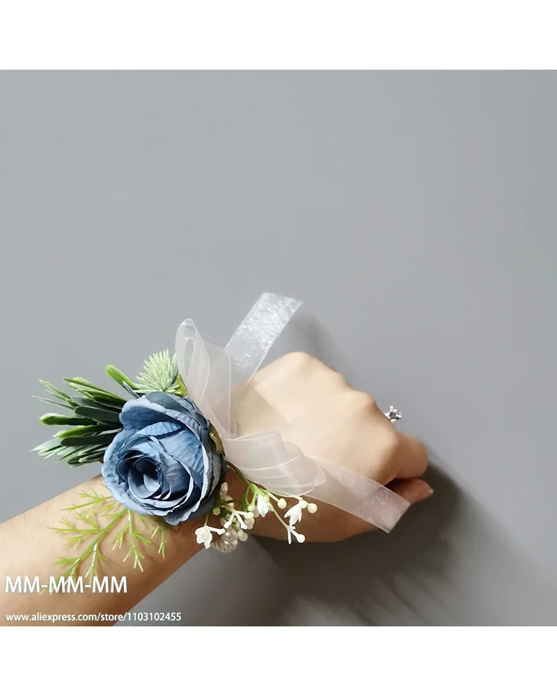 MM Boutonniere And Waist Corsage Set For Wedding for Man Bridegroom Groomsman Silk Flower Decoration Marriage  Accessories