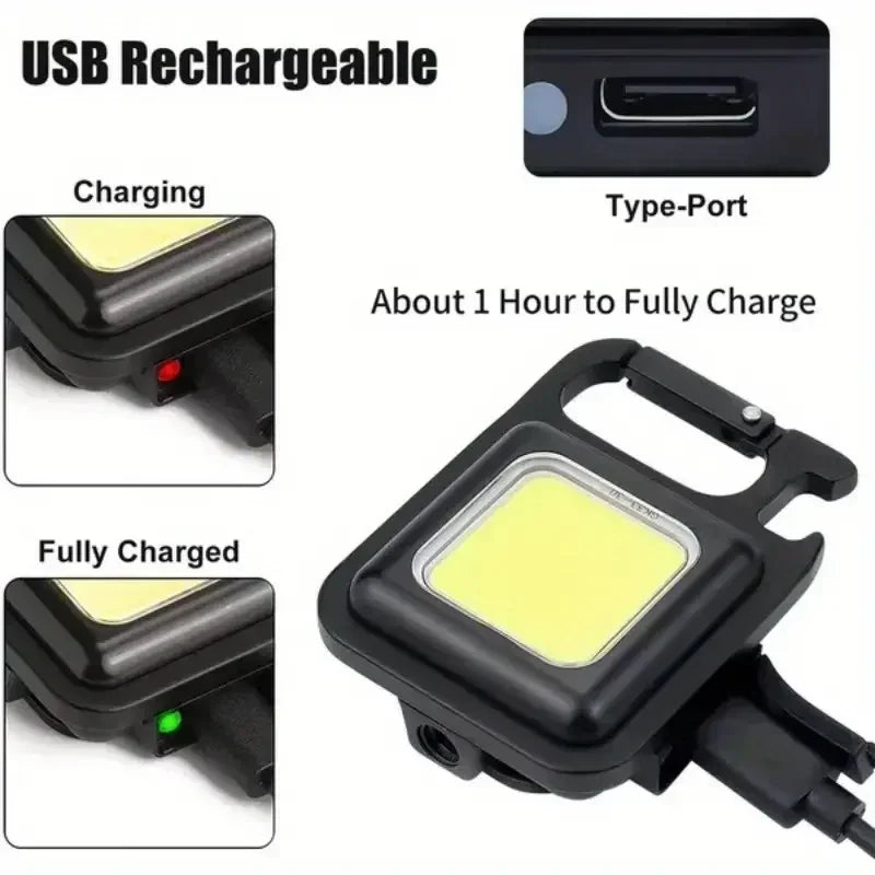 Convenient Carry-on Keychain Camping Light Multi-function COB Rechargeable Emergency Light Mini High Bright Camping Lights