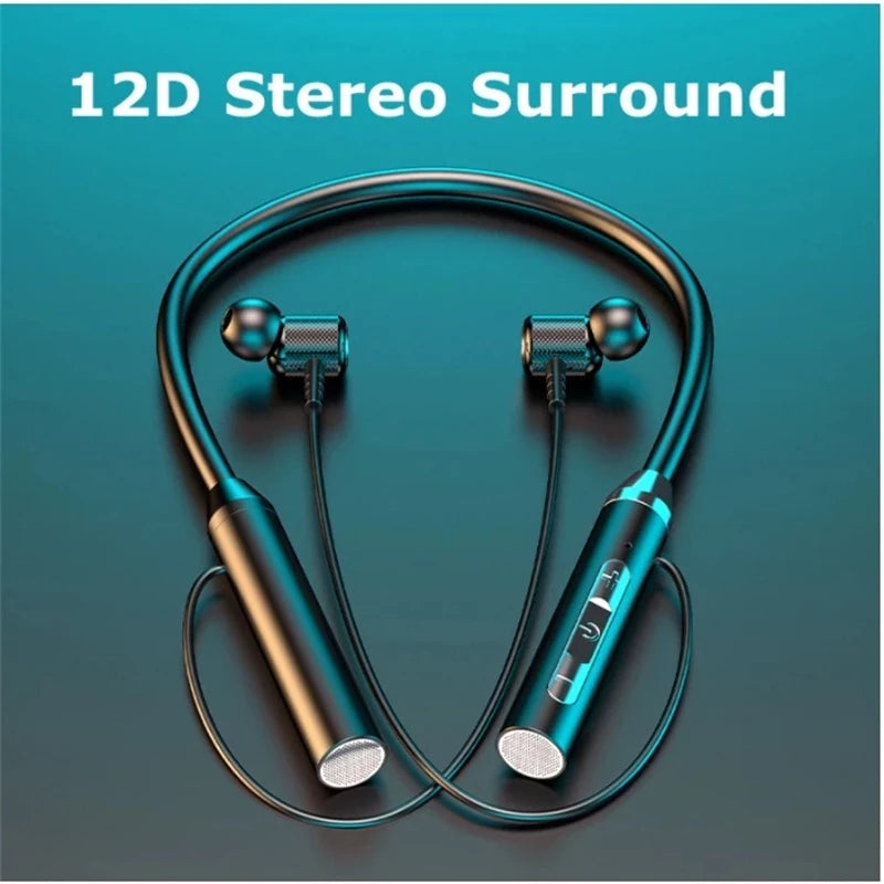 Wireless Headphones Bluetooth Neckband Earphones Silicone Hifi 9D Stereo Sports Headset Halter Waterproof Magnetic Earbuds Game