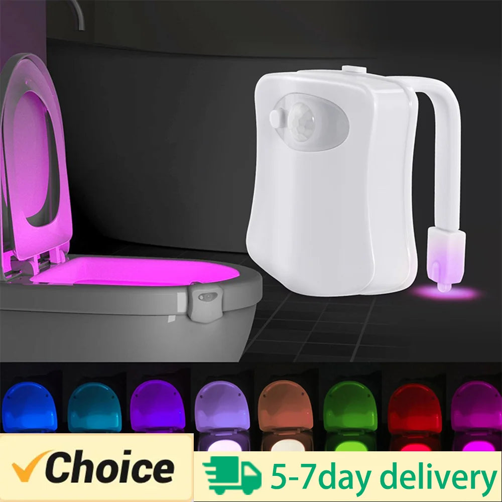 Motion Sensor Light Wireless LED Night Light RGB 8colors Lamp Toilet Bathroom Atmosphere Light Colorful Sensor LED Night Lights