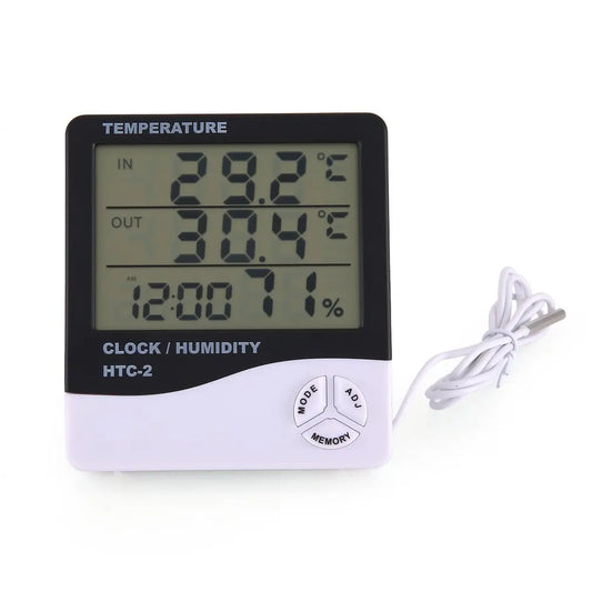 HTC-1 HTC-2 LCD Electronic Digital Temperature Humidity Meter Household Electronic Thermohygrometer Weather Station With Clock