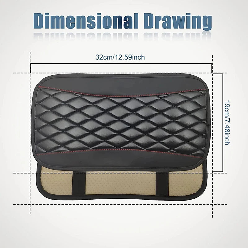 Car Armrest Cover Mat Universal PU Leather Ethnic Style Print Waterproof Non Slip Storage Box Pad Auto Styling Interior Accessor