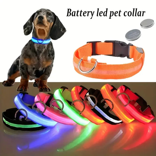 LED Safety Collar For Small And Medium Dogs - Adjustable, Flashing Glow For Night Walking