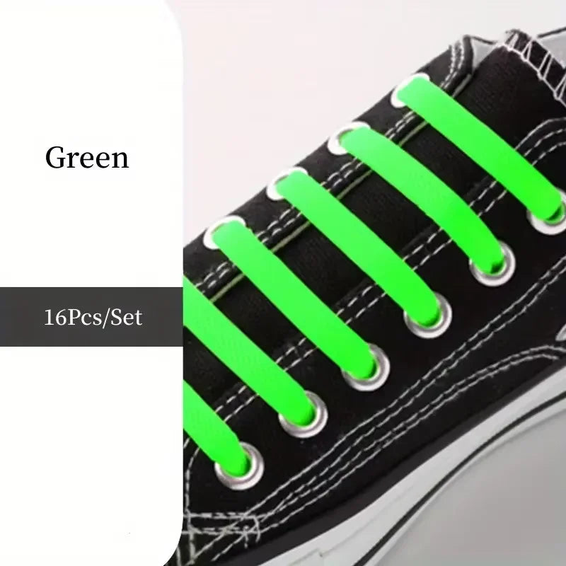 16pcs/pack Elastic No-Tie Silicone Shoelaces - Convenient, Stretchy and Flexible Laces for Sneakers Casual Shoes and Sports Shoe