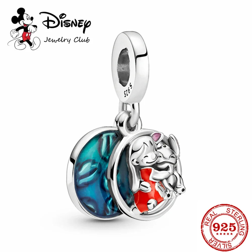 Disney 925 Silver Dumbo Clip Charm Mickey Minnie Love Heart Beads Fit Original Pandora Bracelets DIY Pendant Women Jewelry Girl