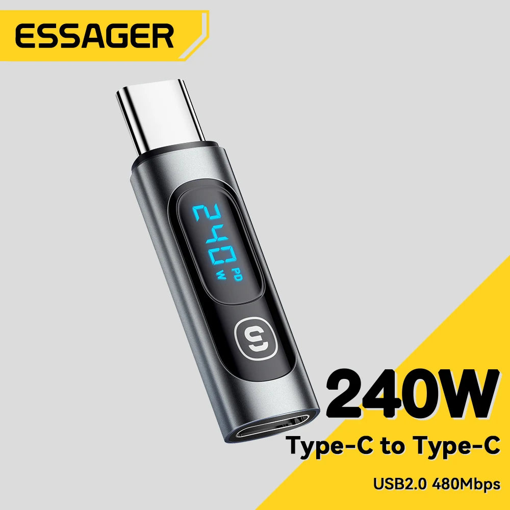 Essager 240W USB C Adapter Type C to USB C 3.0 2.0 OTG Connector Digital Display Data Adapter 100W For Macbook Pro Air Samsung